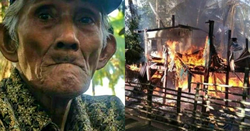 Gubuk Kecilnya Terbakar, Kakek Ini Kehilangan Uang Tabungan Umroh Hasil Memulung