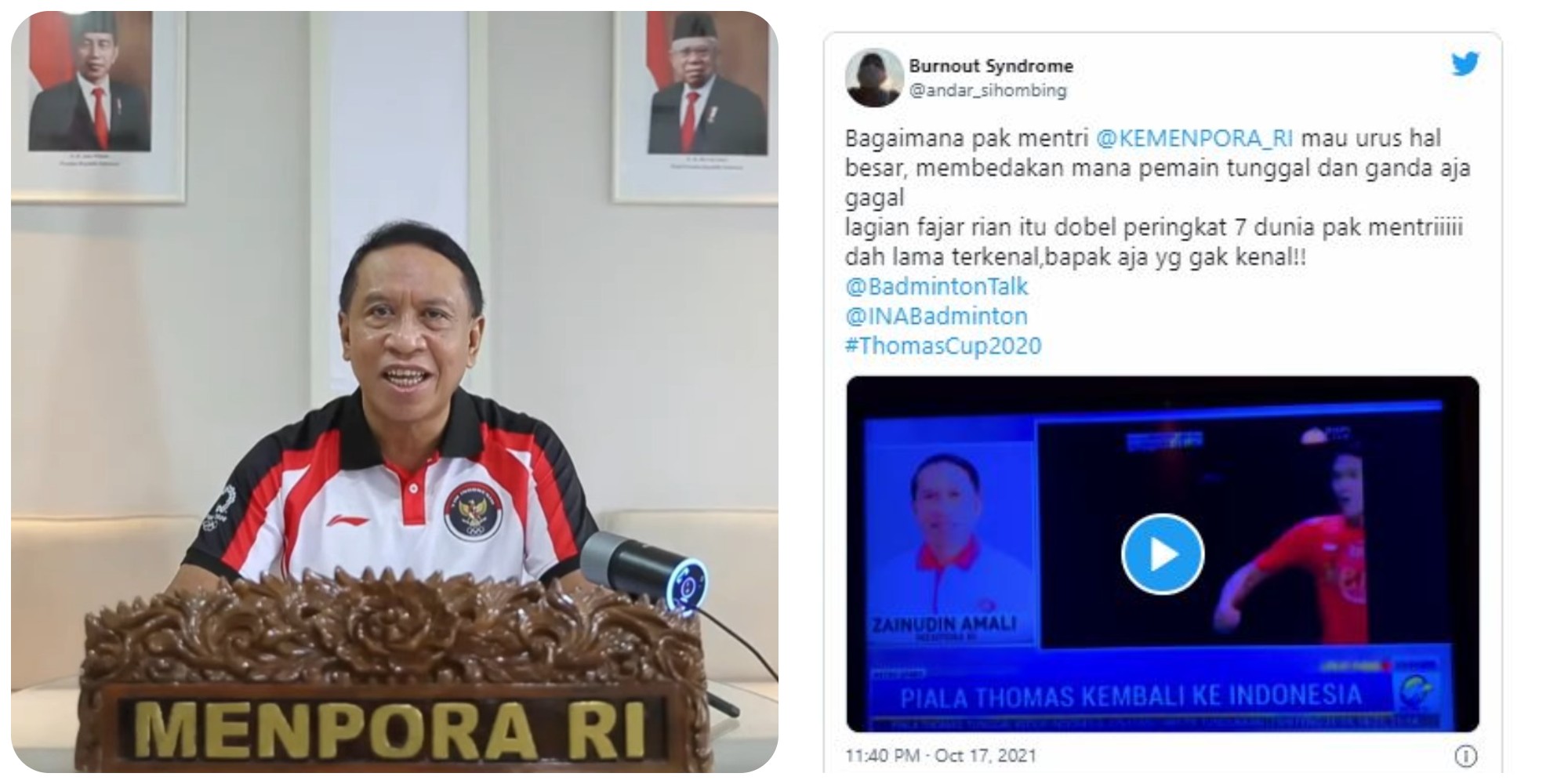 Viral! Netizen Sebut Menpora Menteri Titipan dan Diminta Mundur