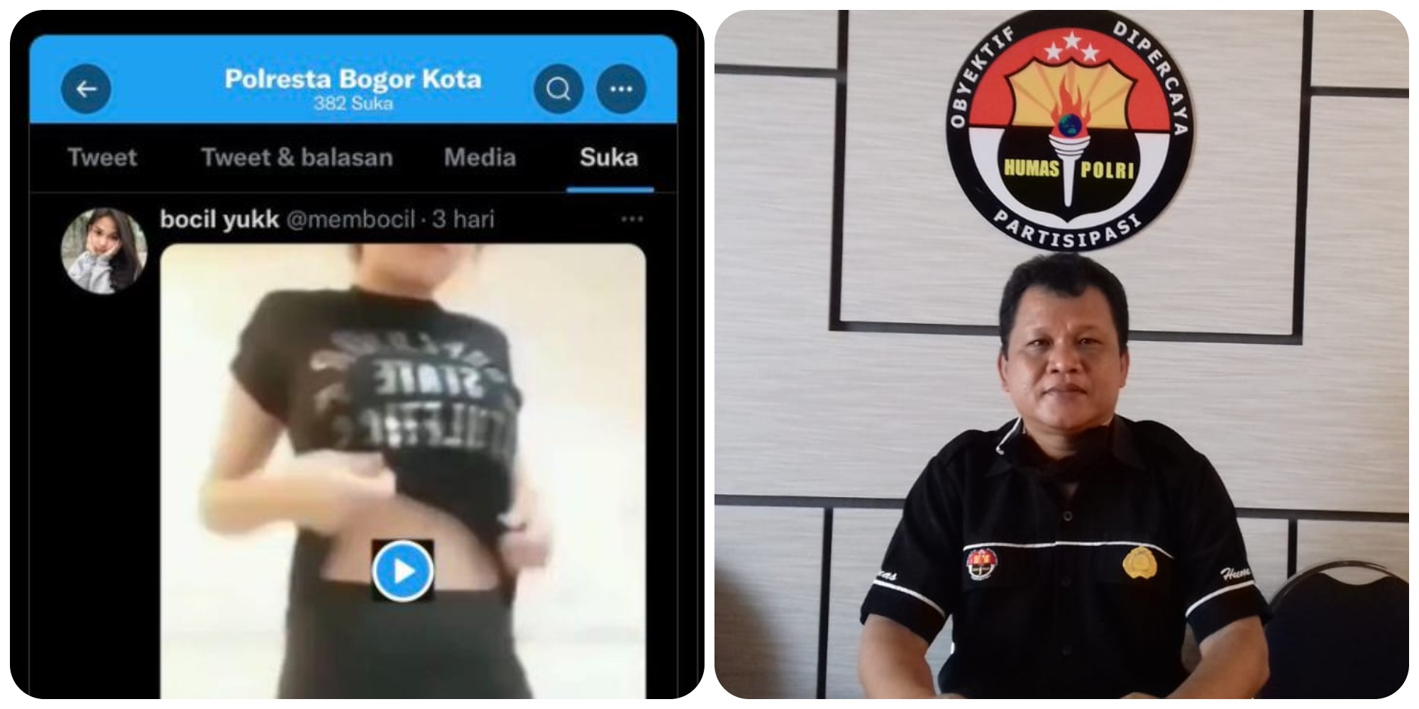 Viral, Akun Polres Bogor Kota Ketahuan Like Konten Porno di Twitter