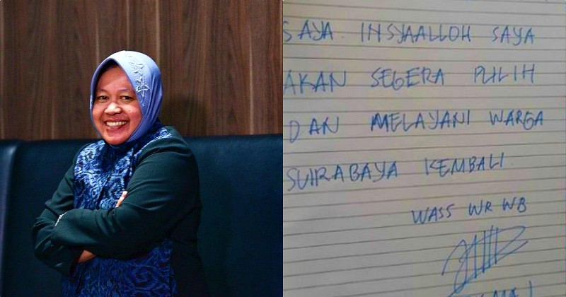 Masih Sakit, Ini Pesan Risma untuk Masyarakat Surabaya Lewat Secarik Kertas