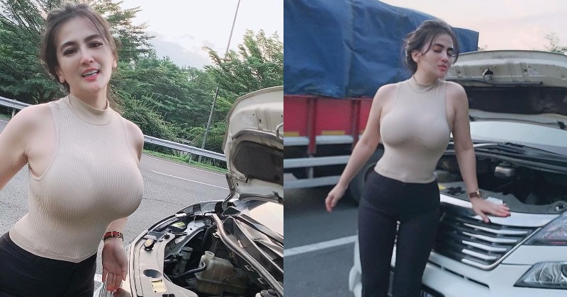 Diana Dee Pose Depan Mobil Mogok, Netizen: Gede Banget