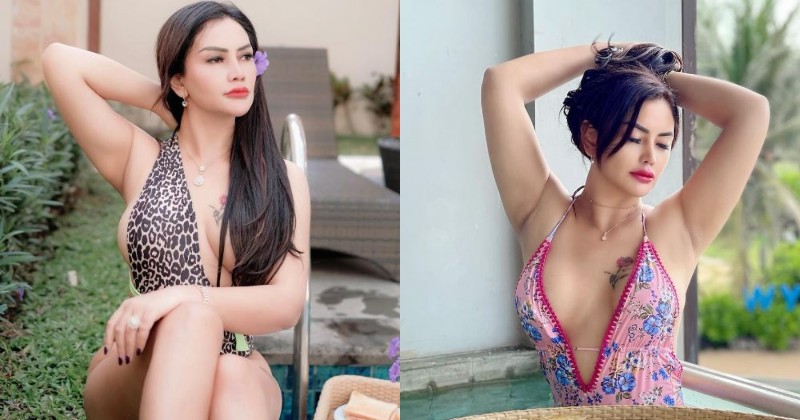 Pose Pakai Swimsuit Loreng, Mami Sisca Tampil Hot dan Seksi